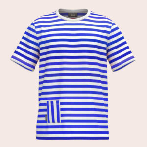 Nachhaltiges blau-weißes Ringelshirt – Frontansicht 